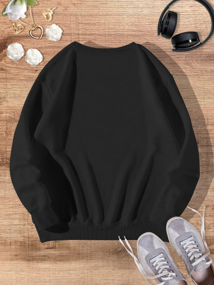 Retro Letter Print Casual And Fashionable Winter Round Neck Long-sleeved Sweatshirt