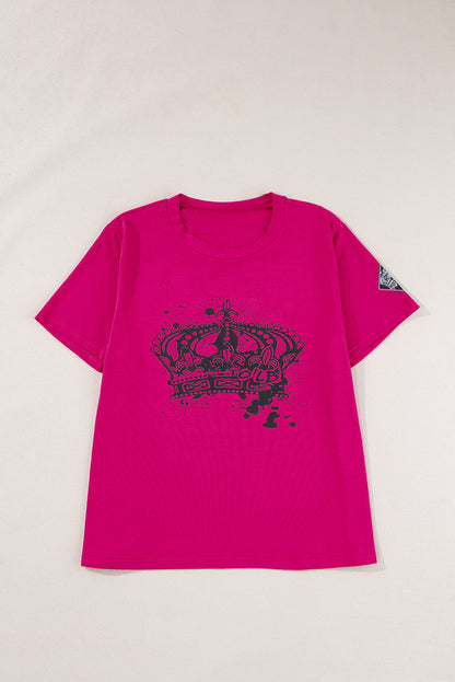 Pitaya Pink Crown Graphic Crew Neck T Shirt