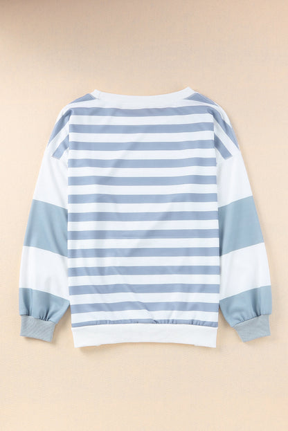 Stripe Sequined Rugby Football Pattern Pullover Sweatshirt