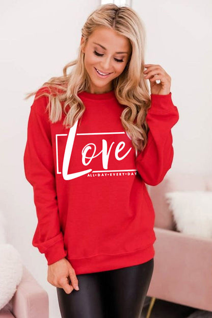 Fiery Red Valentine's Day Love Graphic Sweatshirt