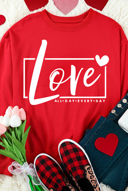 Fiery Red Valentine's Day Love Graphic Sweatshirt