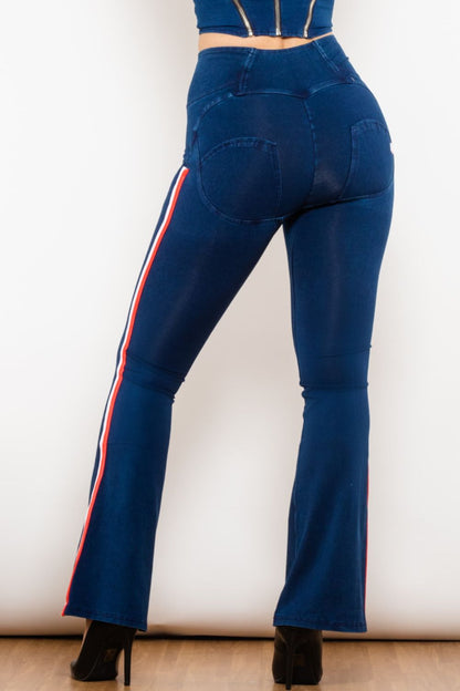 Side Stripe Zip Closure Bootcut Jeans