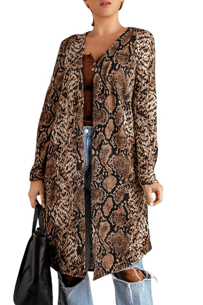 Snake Print Lapel Long Sleeve Slim Blazer