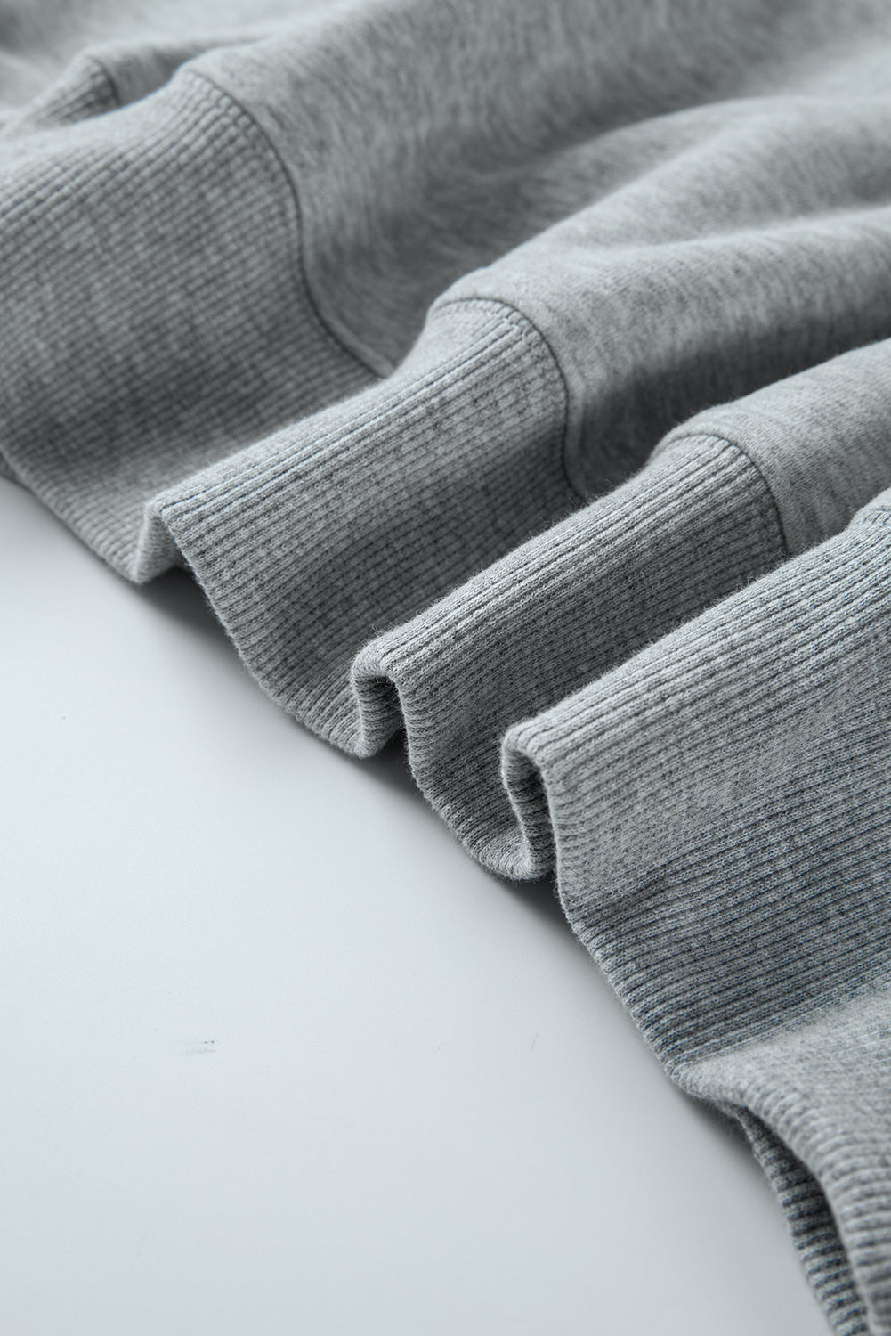 Light Grey Solid Loose Crew Neck Fleece Sweatshirt