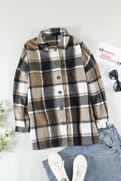 Plaid Print Buttoned Shirt Jacket