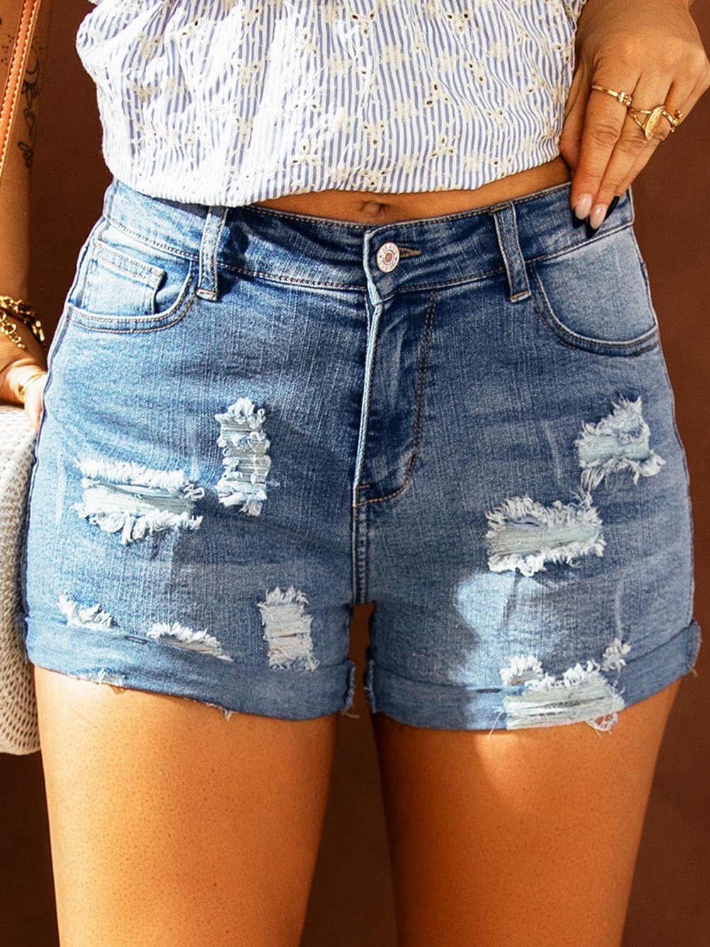 Sexy Flag Lace-Up Denim Shorts