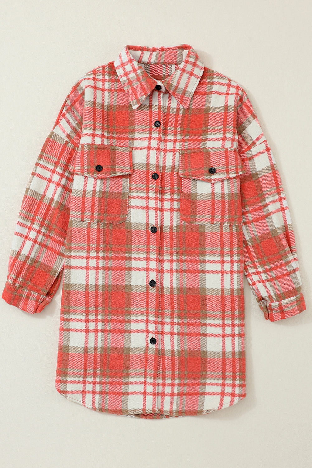 Plaid Flap Pocket Long Sleeve Shacket