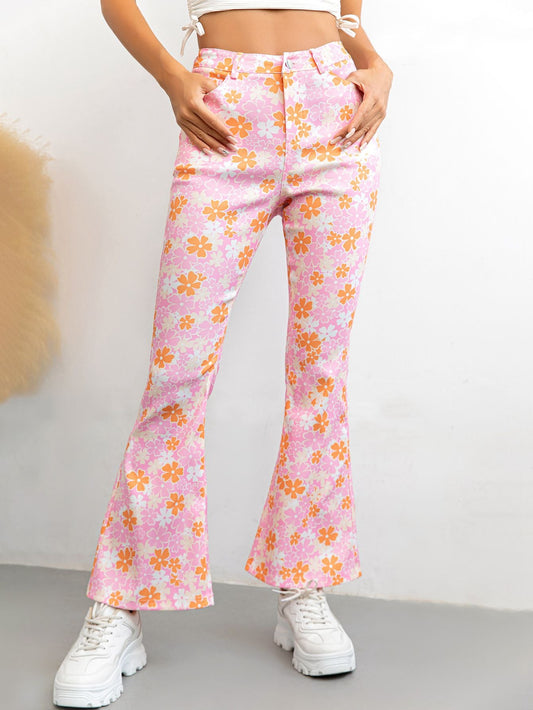 Printed High Waist Flare Pants