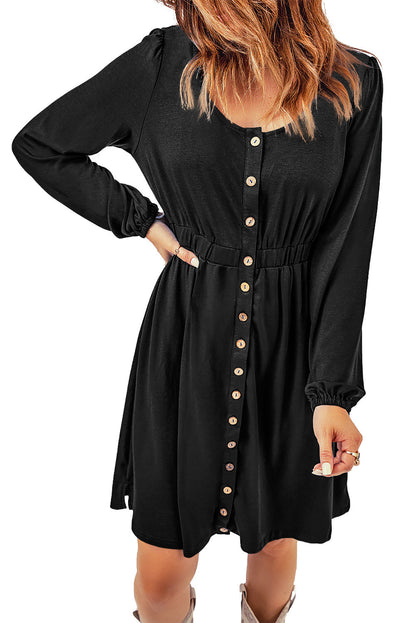 Casual Round Neck Print Long Sleeve Dress