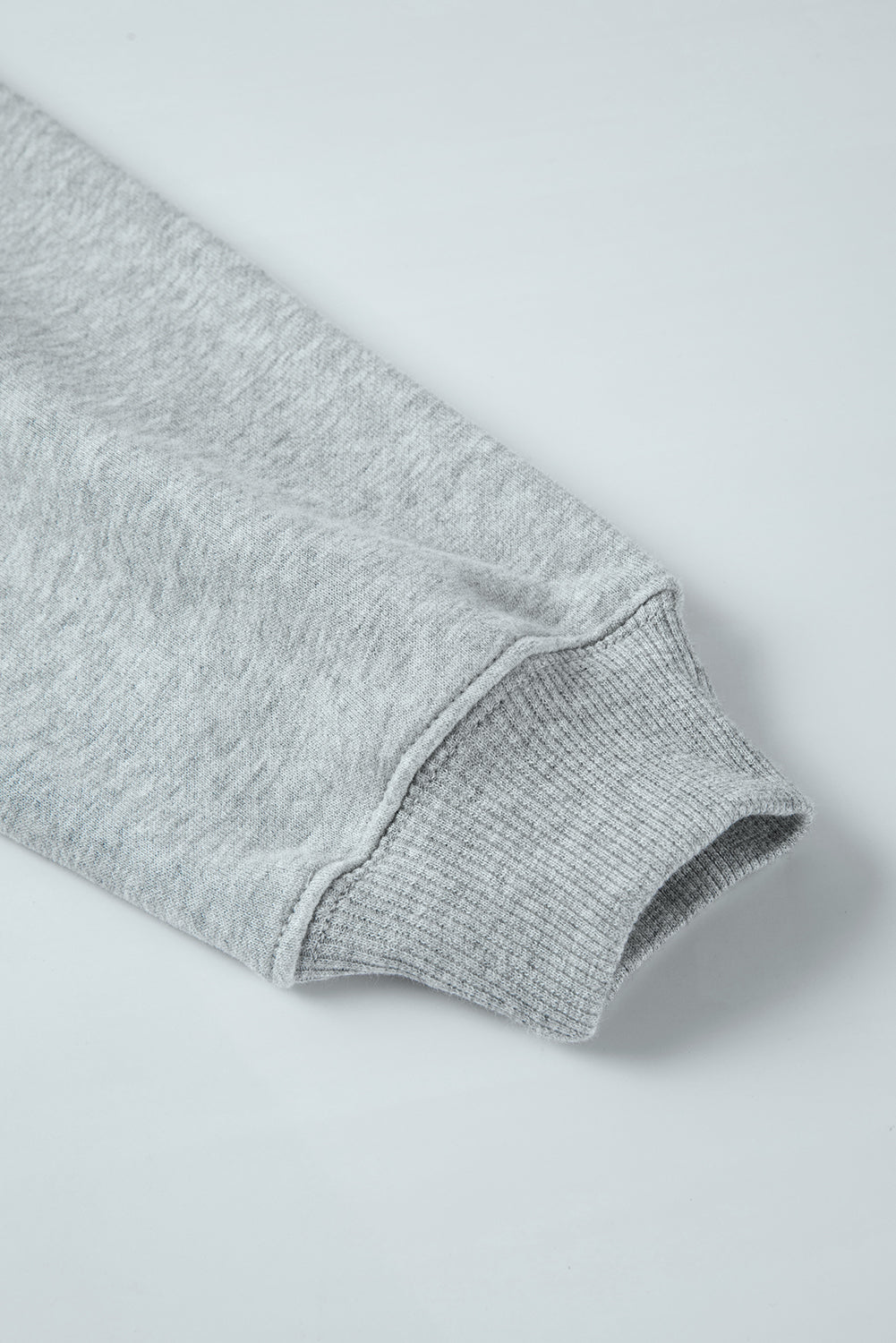 Light Grey Solid Loose Crew Neck Fleece Sweatshirt