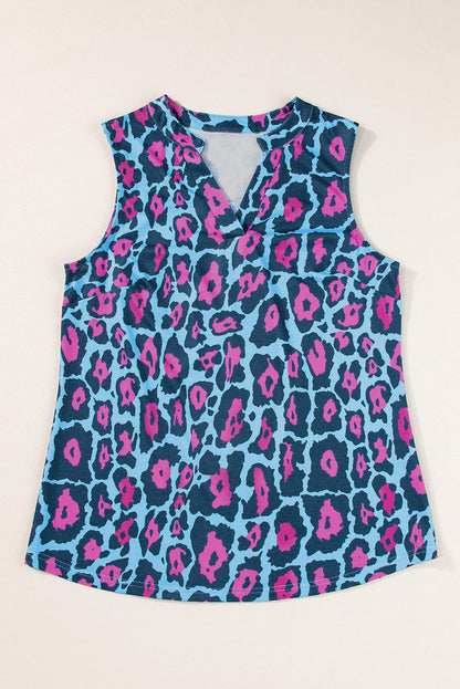 Rose Abstract Printed Notched Neck Tank Top