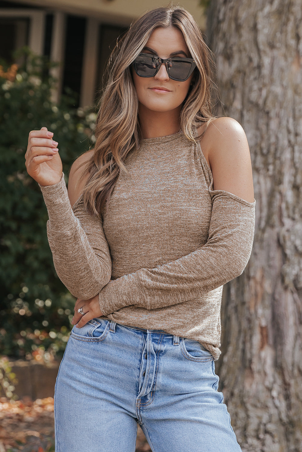 Stylish Off-The-Shoulder Top with Long Sleeves