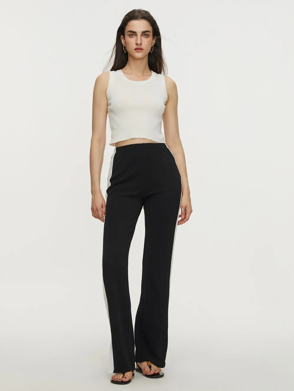 Contrast Slit Long Pants