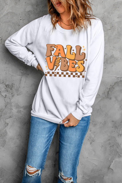 Beige FALL VIBES Graphic Drop Shoulder Sweatshirt