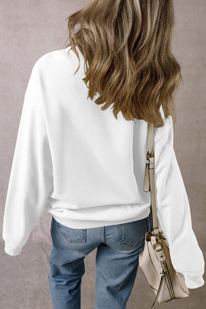 White Rhinestone Butterfly Graphic Crewneck Oversized Sweatshirt