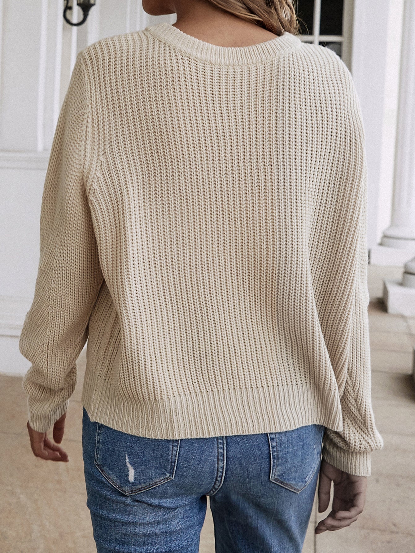 Double Take Button Down Rib-Knit Reversible Sweater