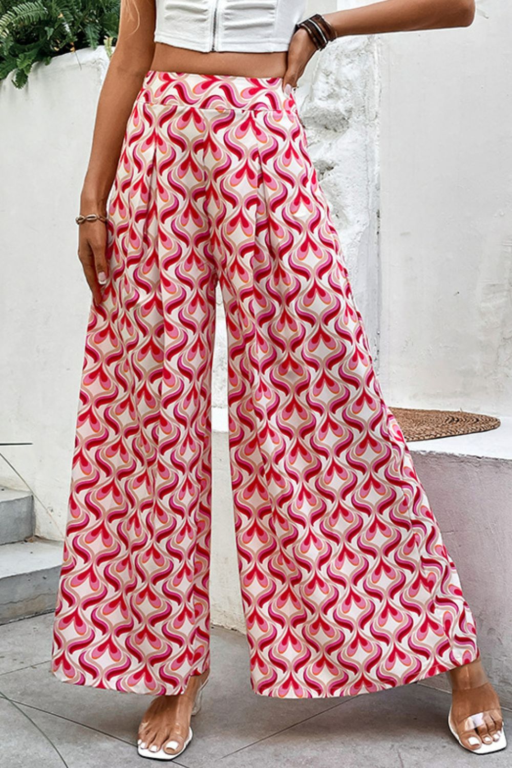 Printed High-Waist Culottes