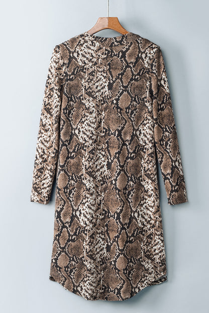 Snake Print Lapel Long Sleeve Slim Blazer