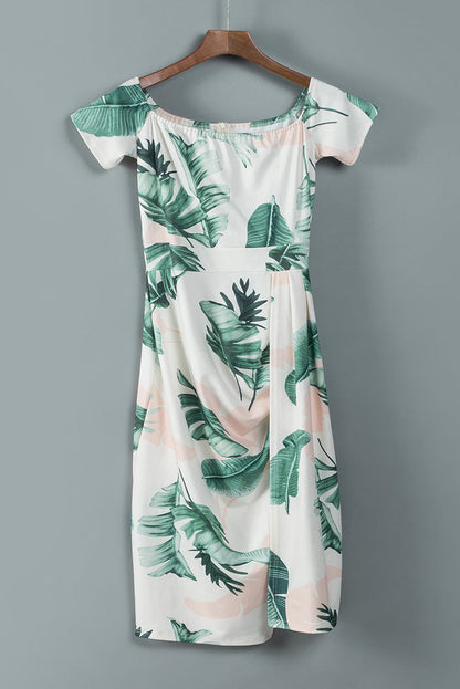 Single Breasted Lace-Up Print Dress