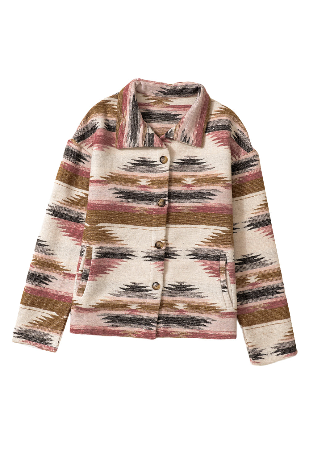 Multicolor Aztec Print Button Up Long Sleeve Jacket