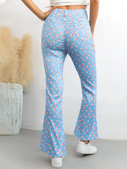 Printed High Waist Flare Pants