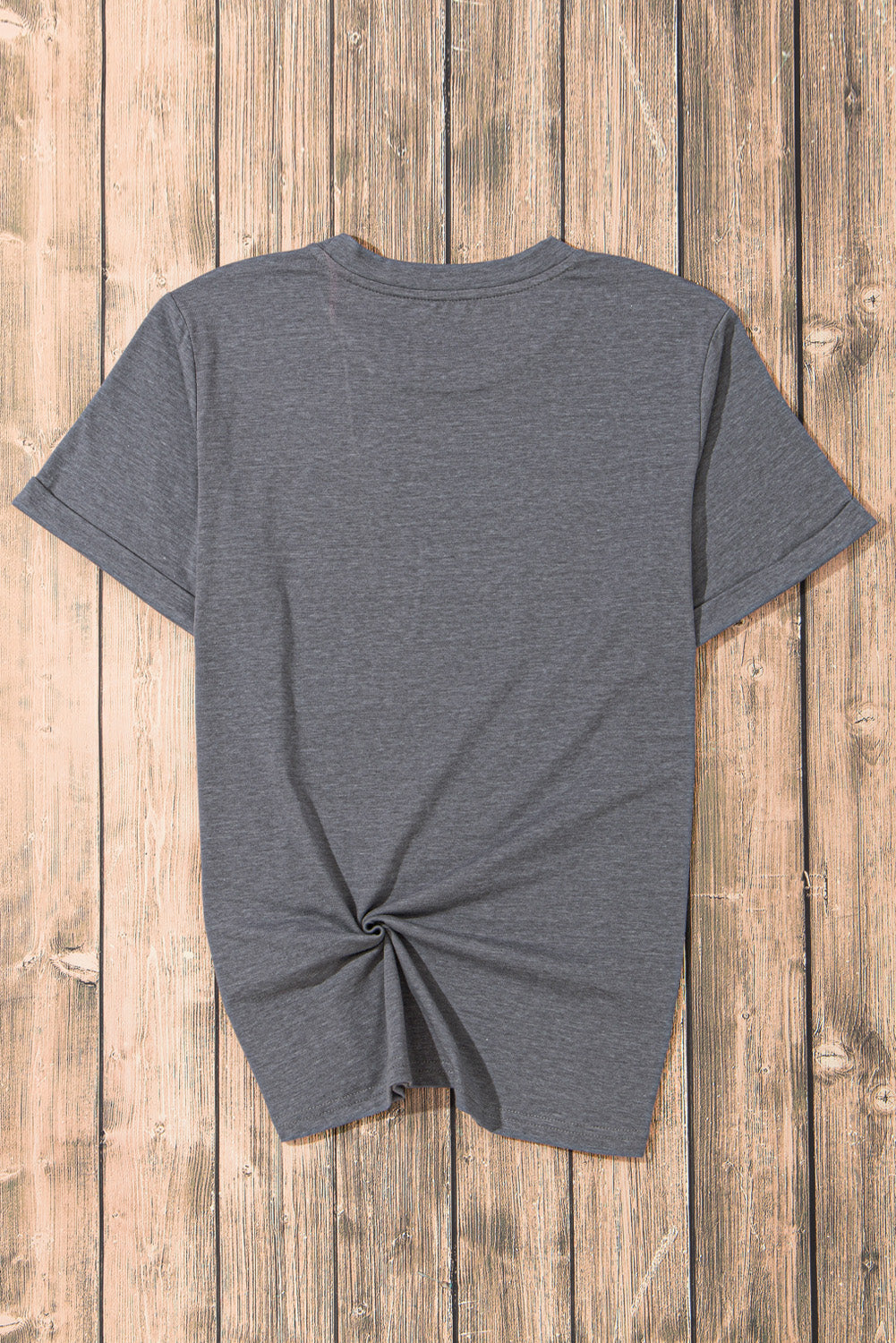 Gray USA Star Bow Knot Print Crew Neck T Shirt