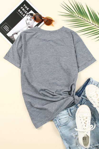 Gray CASH Letter Print T Shirt