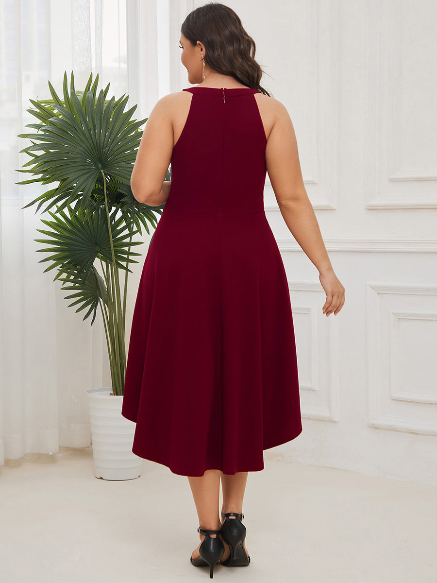 Plus Round Neck Knee Length Asymmetrical Hem Wholesale Evening Dresses