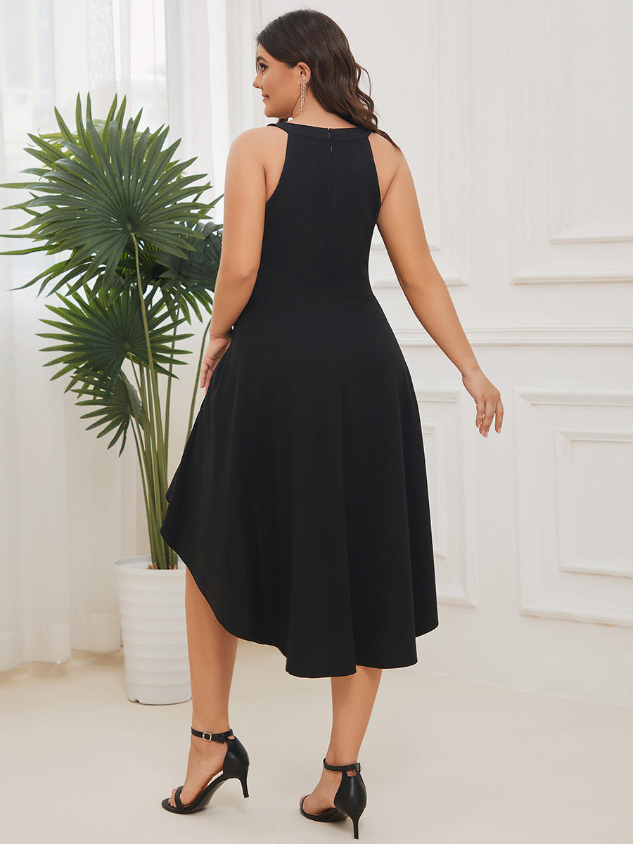 Plus Round Neck Knee Length Asymmetrical Hem Wholesale Evening Dresses