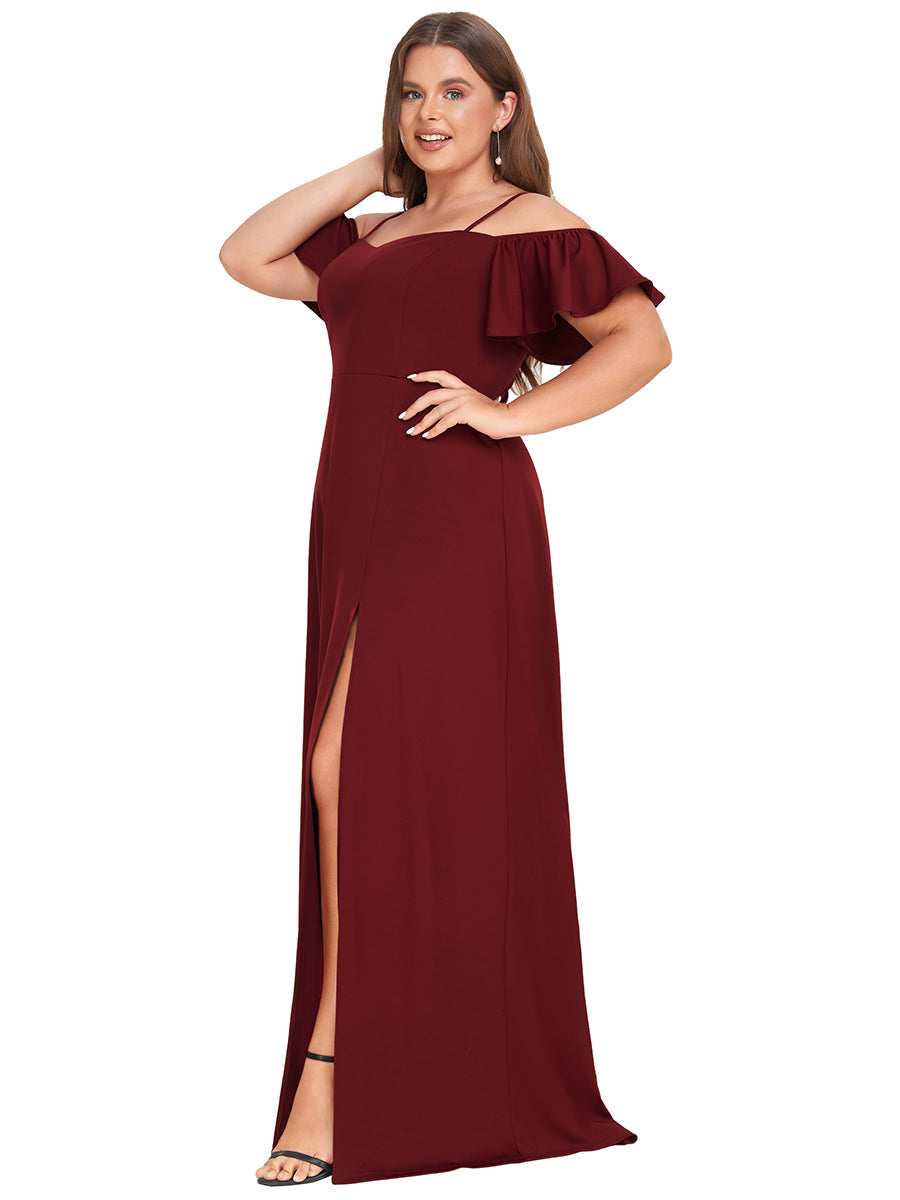 Plus Off Shoulder Floor Length A Line Sleeveless Wholesale Knitted Evening Dresses