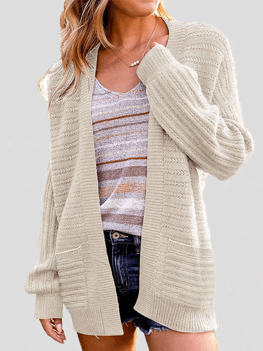 Casual Pocket Long Sleeve Knit Cardigan