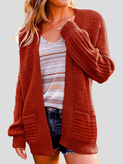 Casual Pocket Long Sleeve Knit Cardigan