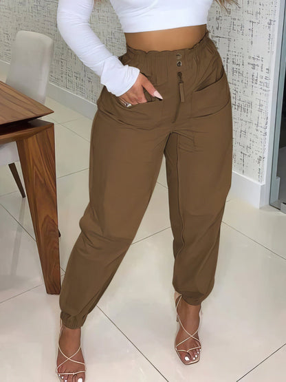 Chic Zipper Pocket Casual Trousers