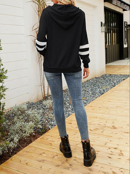 Contrast Zip Long Sleeve Hoodie