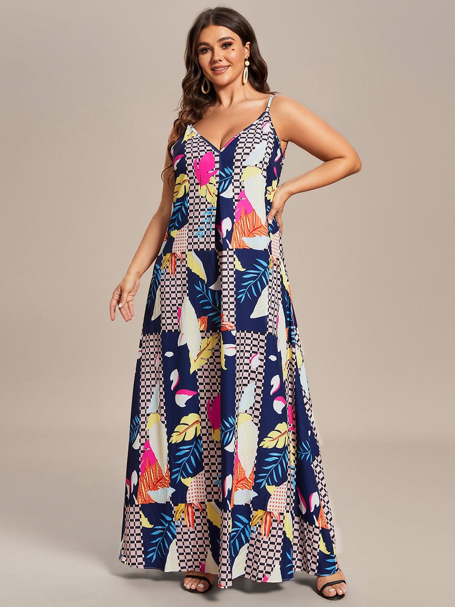 Loose Spaghetti Strap A-Line Summer Beach Vacation Maxi Dress