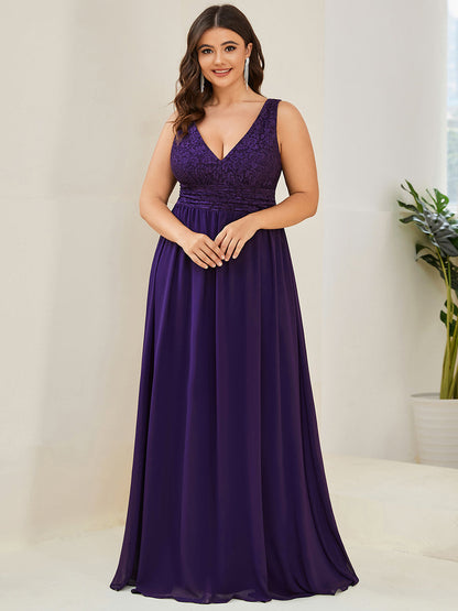 Plus Deep V Neck A Line Sleeveless Wholesale Bridesmaid Dresses