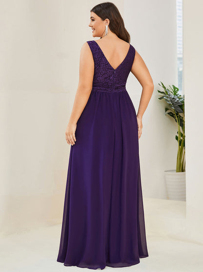 Plus Deep V Neck A Line Sleeveless Wholesale Bridesmaid Dresses