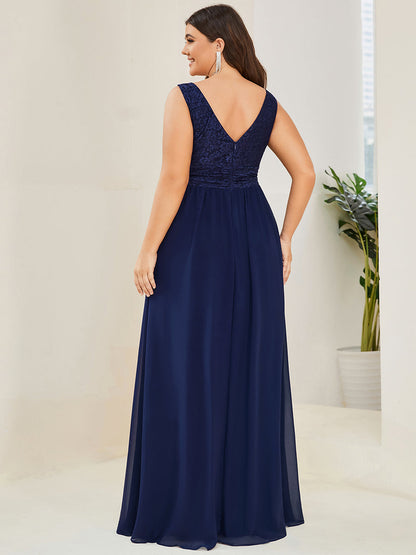 Plus Deep V Neck A Line Sleeveless Wholesale Bridesmaid Dresses