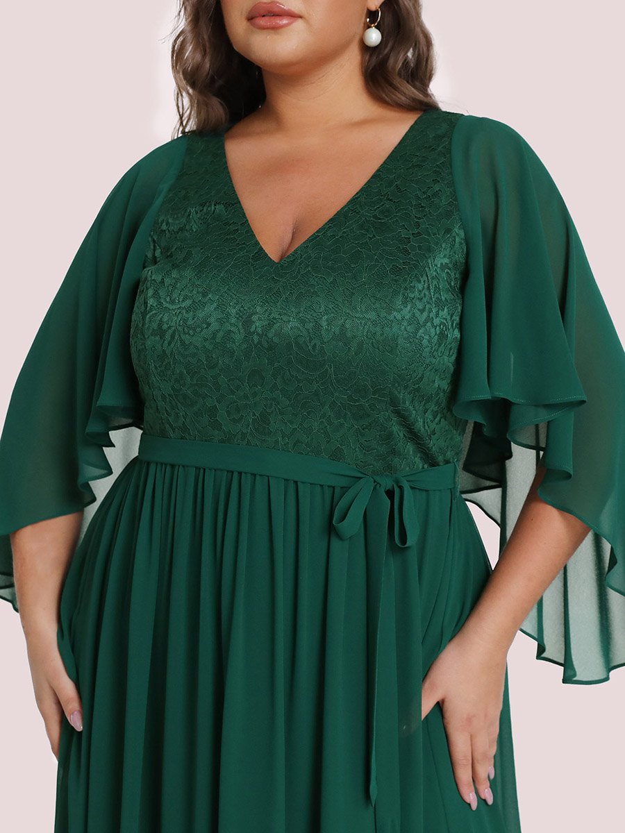 Plus Size Wholesale Deep V Neck Evening Dress with Lace