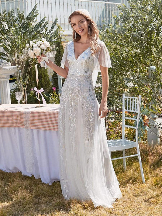Wedding Dresses - Glamorous Wholesale Tulle Wedding Dresses With Sequin Appliques - MsDressly