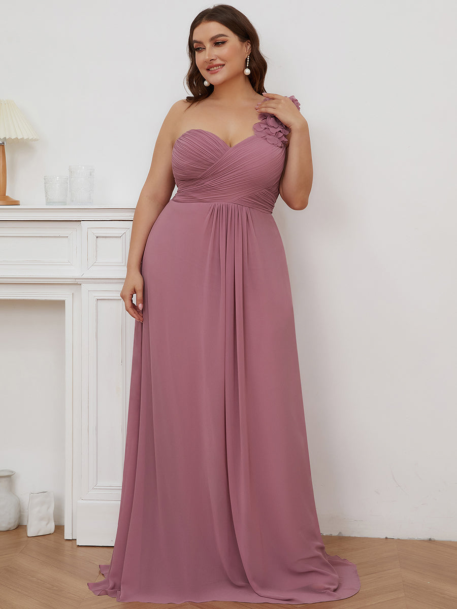 One Shoulder Plus Size Wholesale Chiffon Bridesmaid Dresses