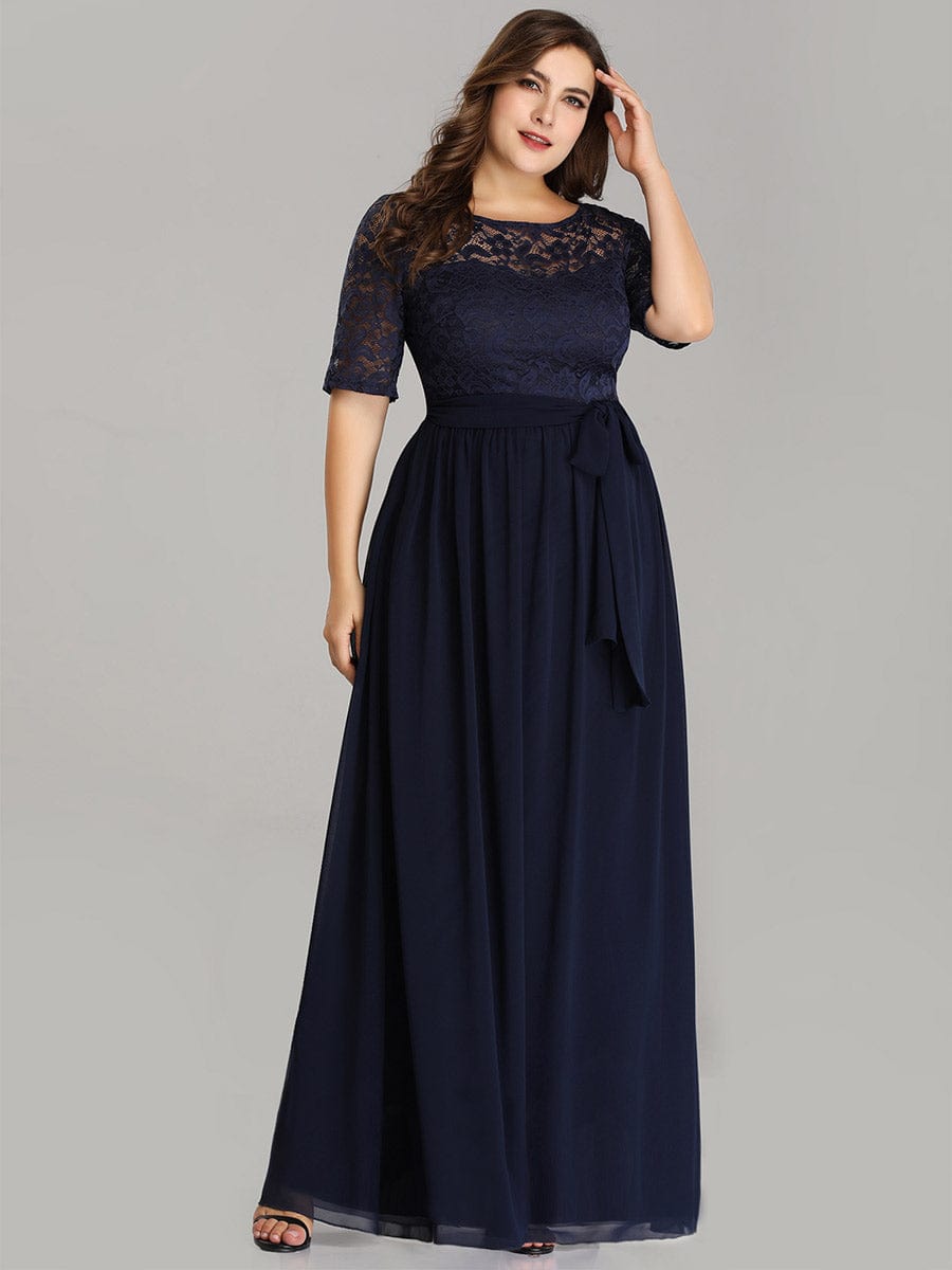 Mother of Bridesmaids - Maxi Long Lace Illusion Wholesale Plus Size Mother Of Bride Dresses - MsDressly