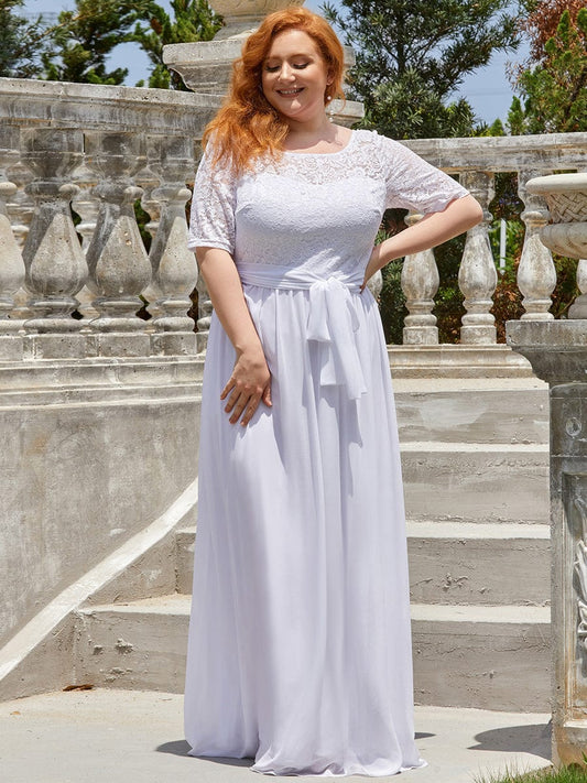 Mother of Bridesmaids - Maxi Long Lace Illusion Wholesale Plus Size Mother Of Bride Dresses - MsDressly