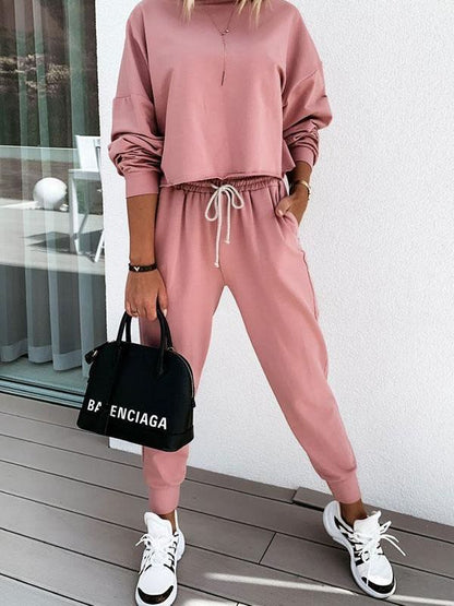 Plain Sporty Long Sleeve Pants Suit - LuckyFash™