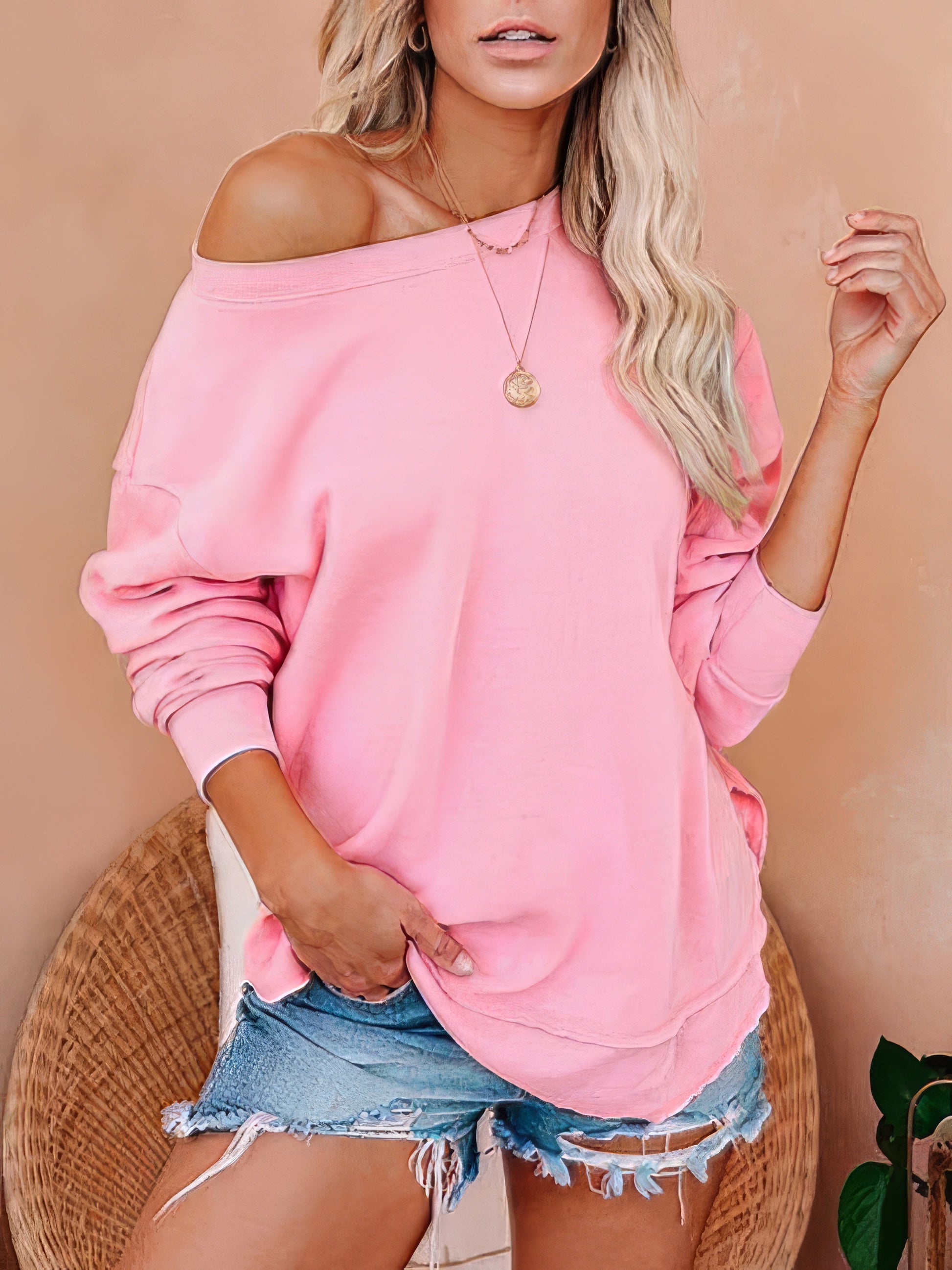 T-Shirts - Solid Long Sleeve Pullover T-Shirts - MsDressly