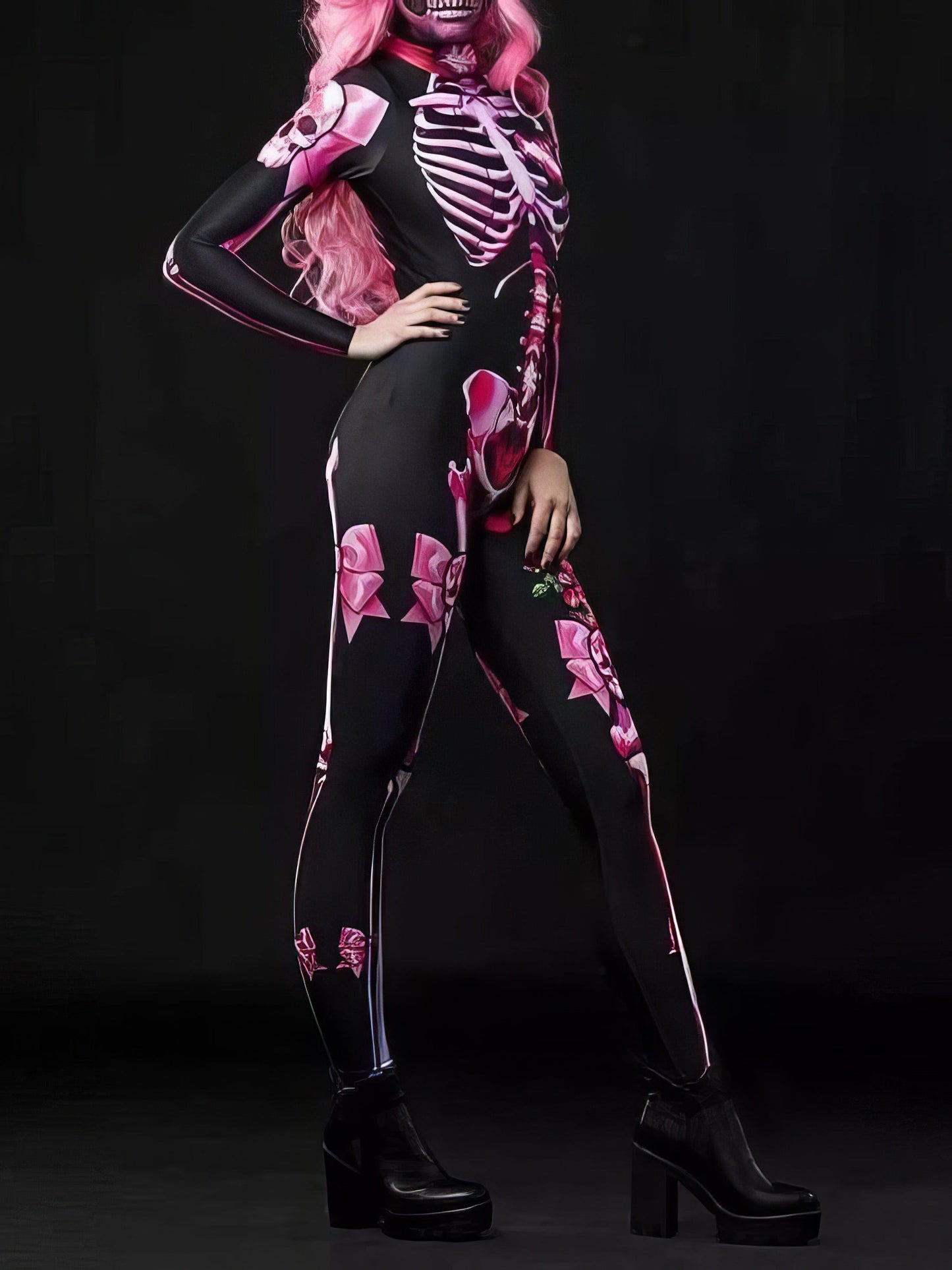 MsDressly® Halloween Skull Skeleton Print Jumpsuit for Spooky Season