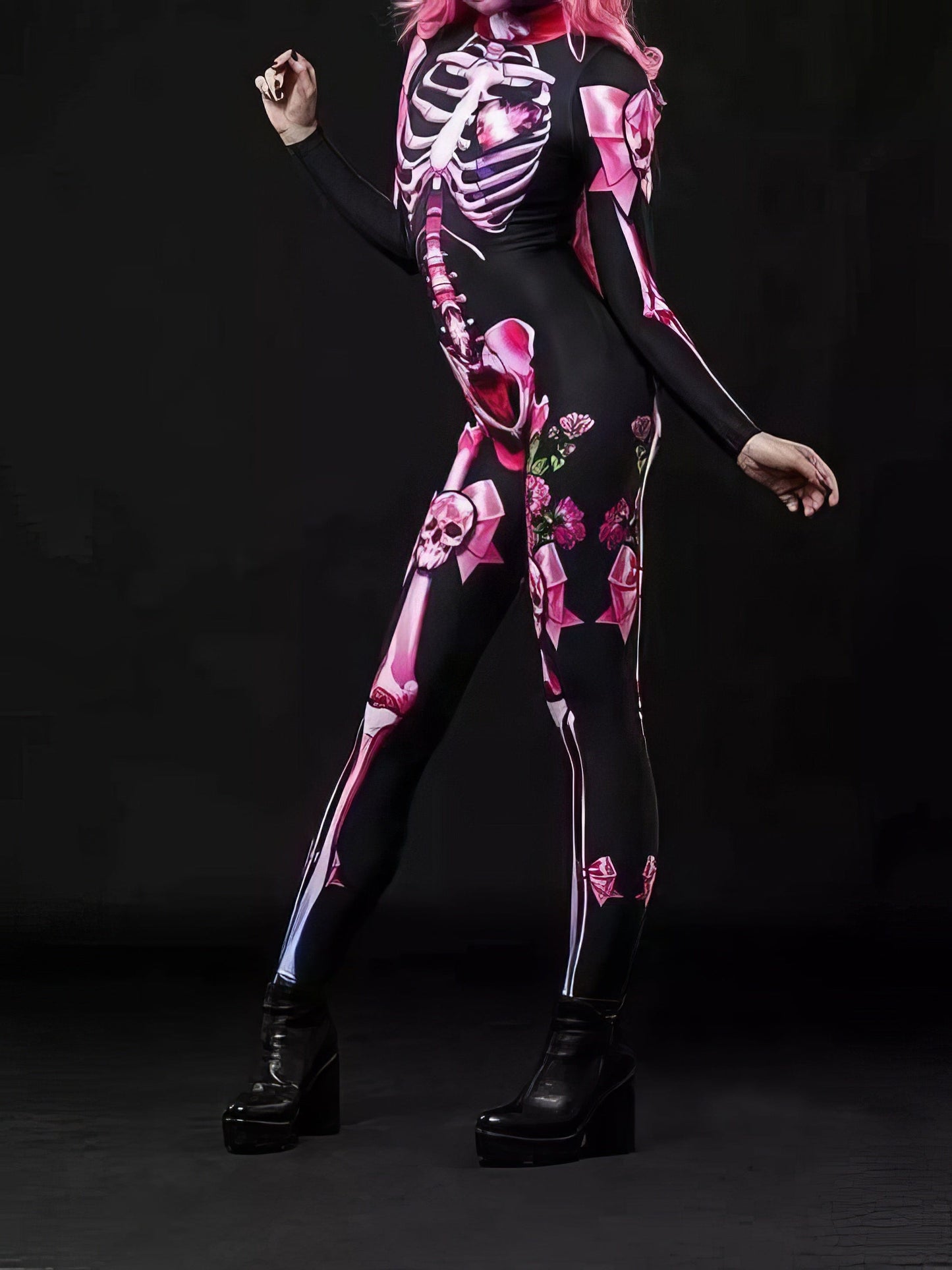 MsDressly® Halloween Skull Skeleton Print Jumpsuit for Spooky Season