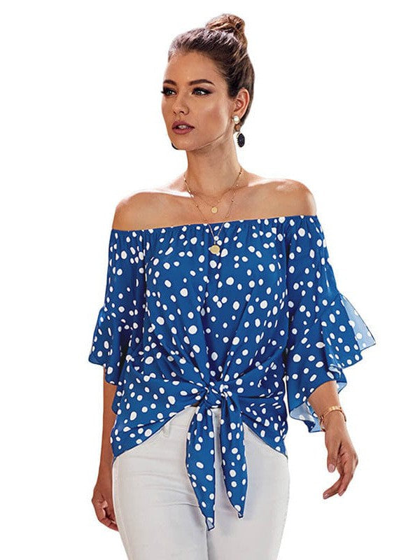 Loose Fit Printed Chiffon One-Shoulder Top for Women, Ideal for a Slimming Look