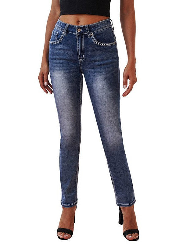 Slim Fit High Waist Skinny Jeans for Women in Sky Blue - Street Style Denim Pants