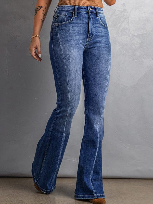 Fashionable Flared Denim Jeans for Plus Size Women